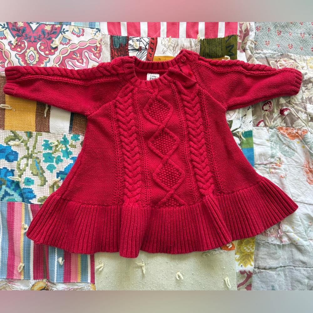 GAP Cherry Red Cable Knit Sweater